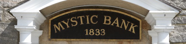 mystic bank sign at mystic seaport museum