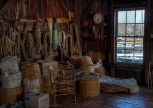 inside of the charles mallory sail loft at mystic seaport museum