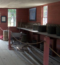 inside of the thomas oyster house at mystic seaport museum