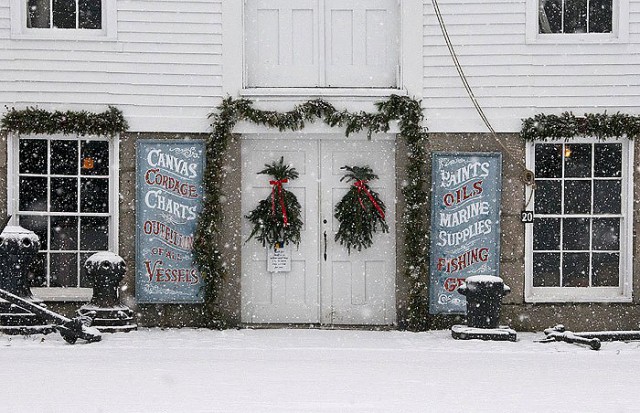snowy day at mystic seaport museum