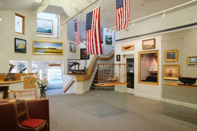 inside of the maritime art gallery at mystic seaport museum